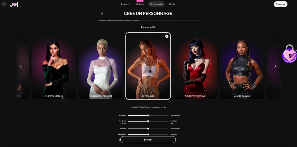 Choosing an AI girlfriend style in a character creator