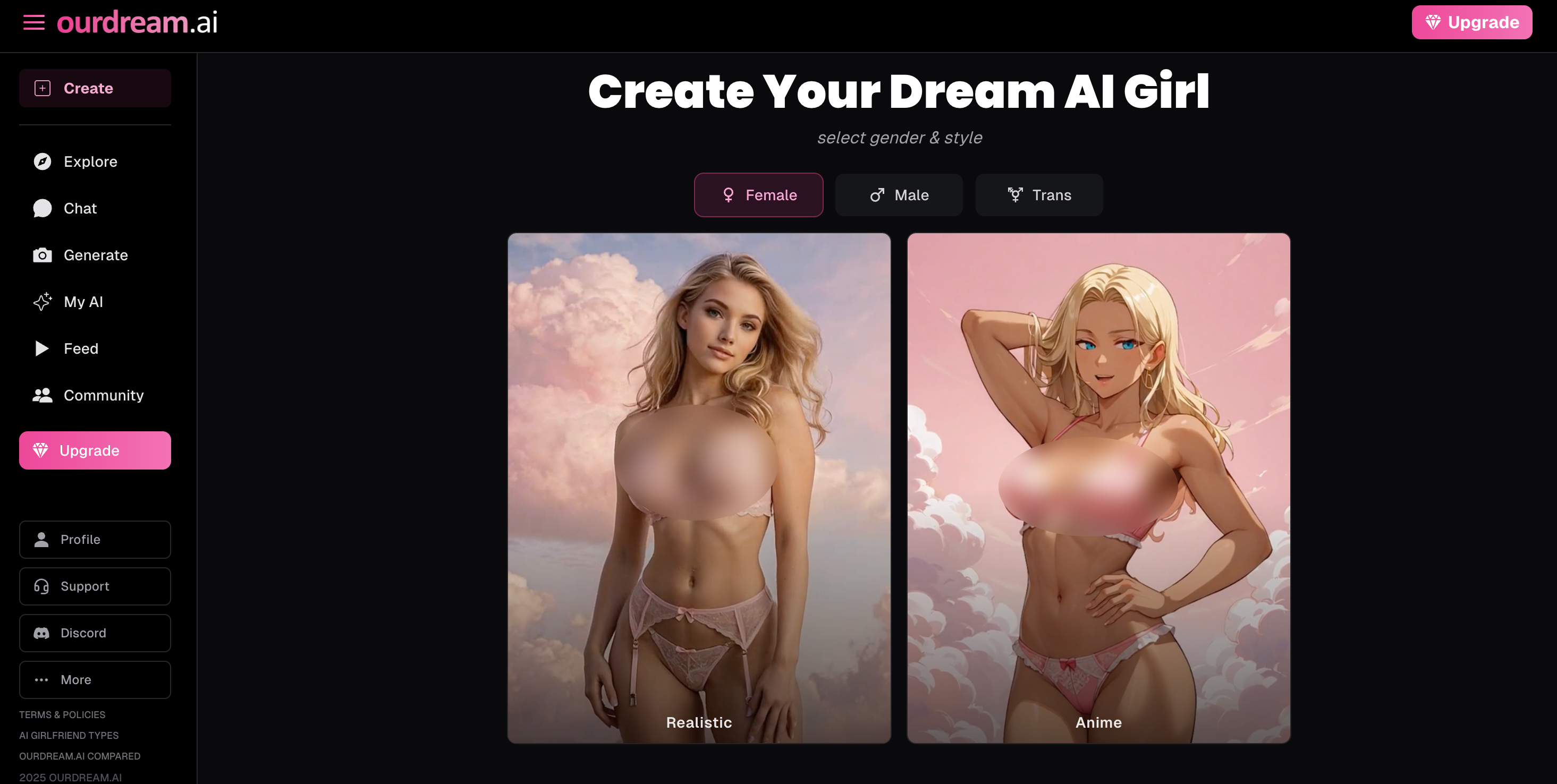 Creating a customized AI girlfriend on OurDream